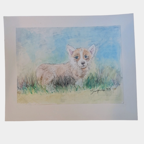 *SOLD*Corgi Dog watercolor ❤️Original Handpainted signed art🎁 - Picture 3 of 5